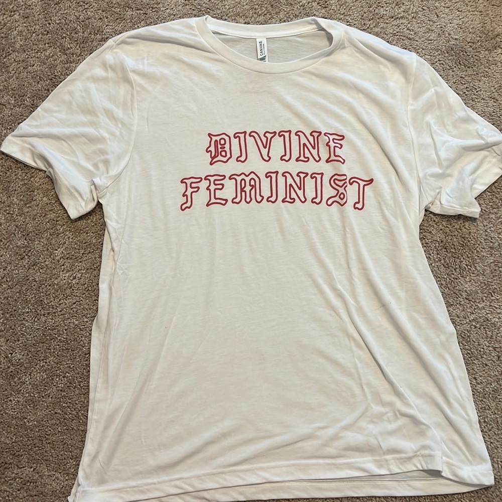 White T-shirt with Divine Feminist logo
